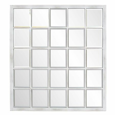 HOMEROOTS Rectangular Whitewash Window Pane Tile Mirror 384180
